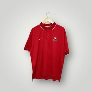 Nike Team Canada IIHF Hockey Polo Shirt Red Short Sleeve XL Athletic Men